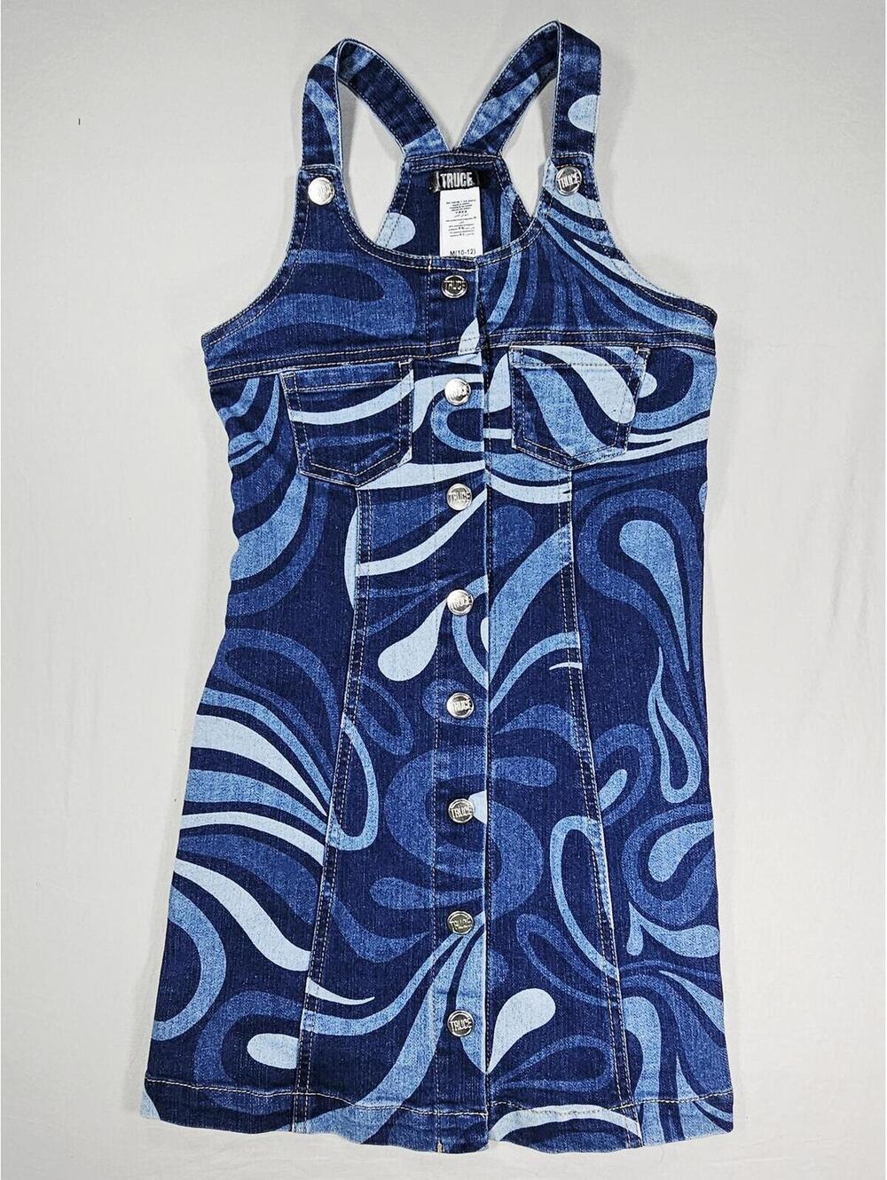 TRUCE Denim Patterned Button-Up Dress. Girls size 10/12